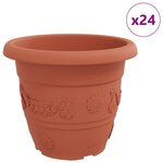 vidaXL Pot à fleurs rond 24 Pièces Rouge brique Ø 34 x 28 cm Plastique