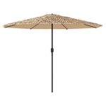 vidaXL Parasol de jardin avec LED et mât en acier marron 388x388x248cm