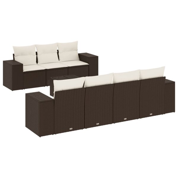 vidaXL Salon de jardin 8 Pièces avec coussins marron résine tressée
