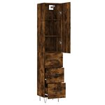 vidaXL Buffet haut Chêne fumé 34 5x34x180 cm Bois d'ingénierie