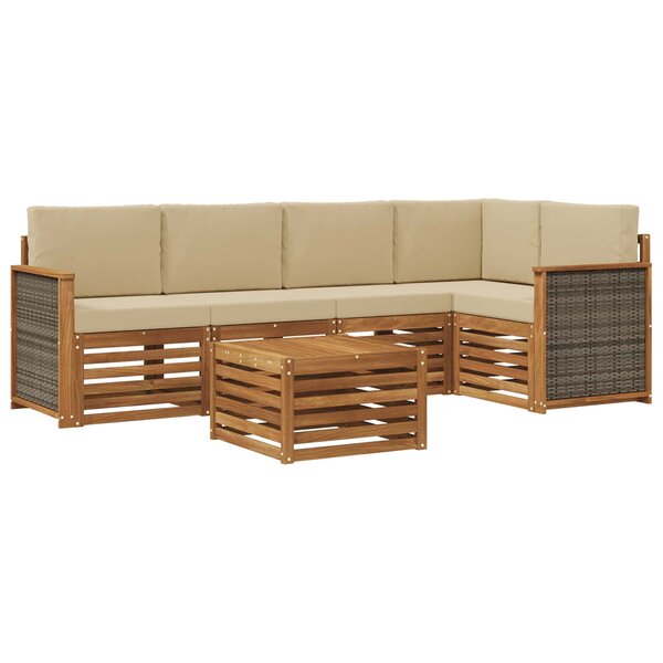 vidaXL Ensemble de canapé d'angle avec coussin 5 Pièces Naturel