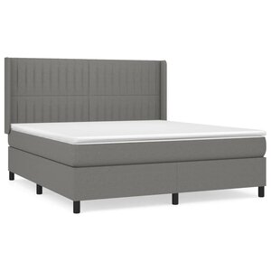 vidaXL Sommier à lattes de lit avec matelas Gris foncé 180x200cm Tissu