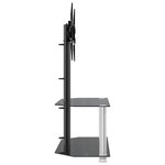 vidaXL Meuble TV d'angle 2 niveaux pour 32-70 pouces noir argenté