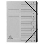 Trieur Agrafé Avec Élastiques Intérieur Noir 12 Compartiments - A4 - Gris - X 10 - Exacompta