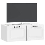 vidaXL Meuble TV mural Montage mural Blanc brillant 78 5 x 41 x 30 cm