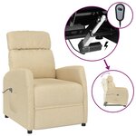 vidaXL Fauteuil inclinable électrique Crème Tissu
