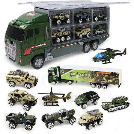 Camion de Transport avec Ensemble de 12 Voitures militaire