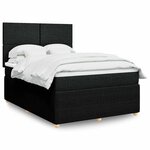 vidaXL Sommier à lattes de lit avec matelas Noir 160x200 cm Tissu