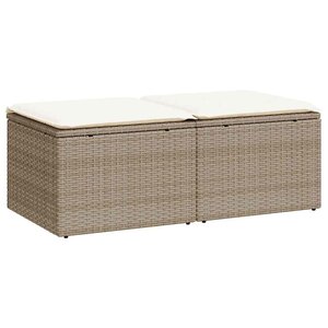 vidaXL Salon de jardin avec coussins 2 Pièces beige résine tressée acacia