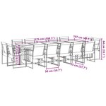 vidaXL Ensemble à manger de jardin 15 Pièces noir textilène