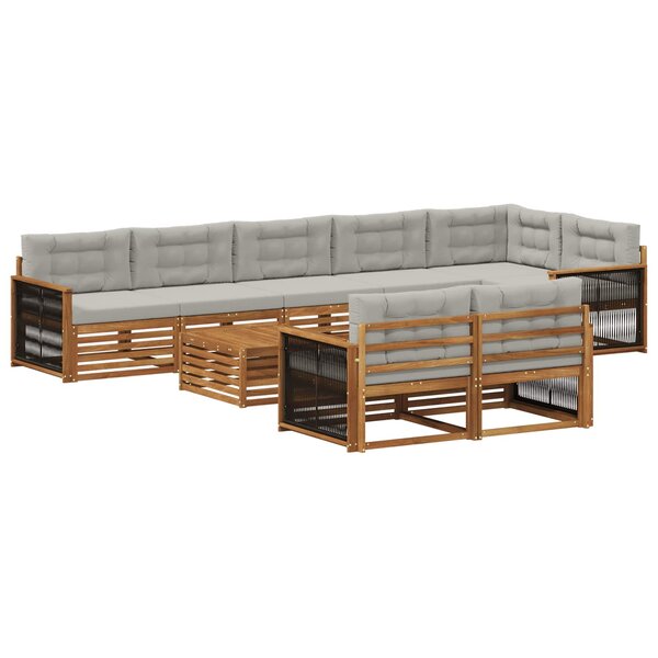 vidaXL Ensemble de canapés d'extérieur avec coussin 9 Pièces