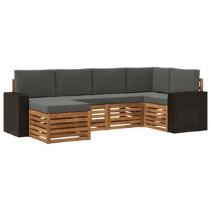 vidaXL Ensemble de canapés d'extérieur 6 pc Naturel et Anthracite