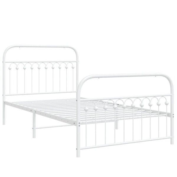 vidaXL Cadre de lit métal avec tête de lit/pied de lit blanc 107x203cm
