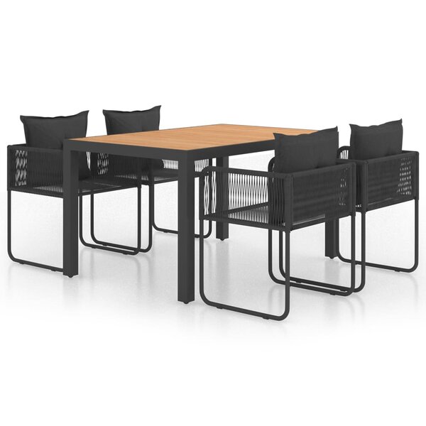 vidaXL Ensemble à manger de jardin 5Pièces PVC résine tressée noir marron