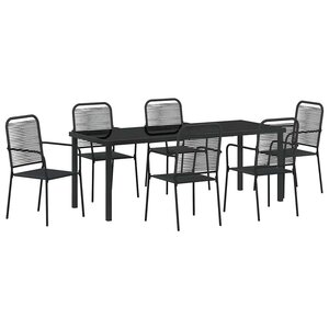 vidaXL Ensemble de salle à manger pour jardin 7 pc Noir