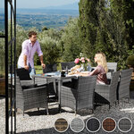 Tectake salon de jardin monaco 8 places avec 2 sets de housses + housse de protection - marron naturel