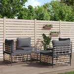 vidaXL Salon de jardin 5 Pièces avec coussins anthracite résine tressée