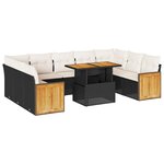 vidaXL Salon de jardin 10 Pièces avec coussins noir résine tressée acacia
