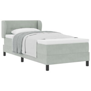 vidaXL Lit à ressorts avec matelas Gris clair 90 x 200 cm Velours