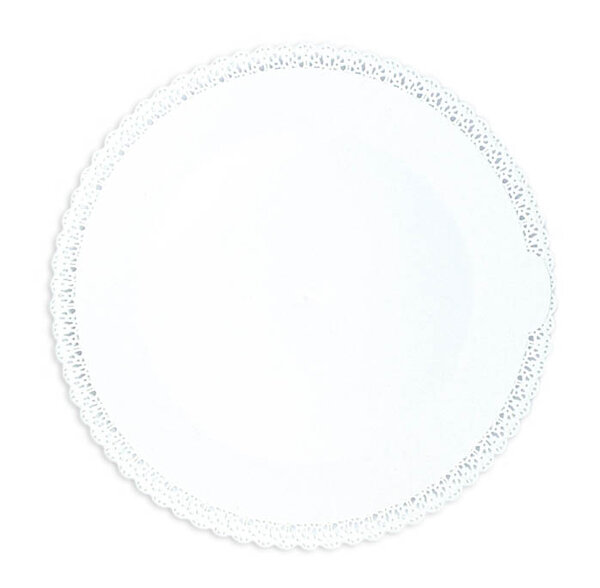 Plat rigide type dentelle pour gâteau Rond 32cm Blanc