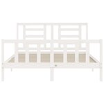 vidaXL Cadre de lit avec tête de lit blanc 160x200 cm bois massif