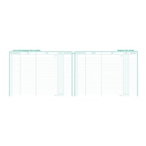 Piqûre 24x32cm Livre Chronologique Des Recettes - Reg. Des Achats - Spécial Micro-entrepreneurs - Couleurs Assorties - Exacompta