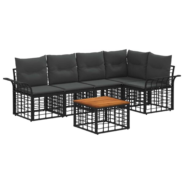 vidaXL Ensemble de canapés d'extérieur 6 pc Noir et Gris foncé