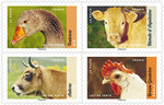Carnet 12 timbres - Veau, Vache, Cochon, Couvée et autres animaux d'élevage - Lettre verte