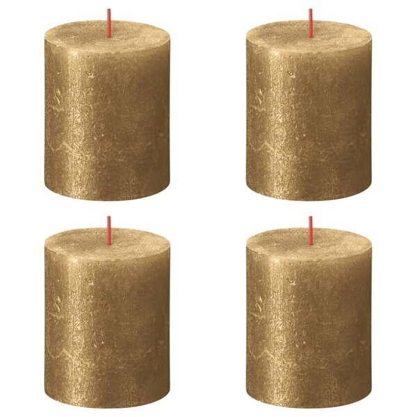 Bolsius Bougies pilier rustiques Shimmer 4 Pièces 80x68 mm Doré
