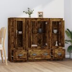 vidaXL Buffets 3 Pièces chêne fumé bois d'ingénierie