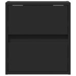 vidaXL Table de chevet murale avec lumières LED noir