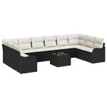 vidaXL Ensemble de canapé de jardin 11 Pièces Noir Poly rotin