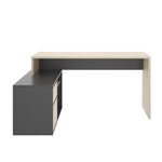 Bureau d'angle reversible 1 tiroir + 1 porte - chêne et gris - 139 x 92 x 75 cm