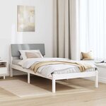 vidaXL Cadre de lit Blanc et gris clair 90 x 190 cm Bois massif en pin