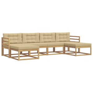 vidaXL Ensemble de canapés d'extérieur 6 pc Blanc et Beige