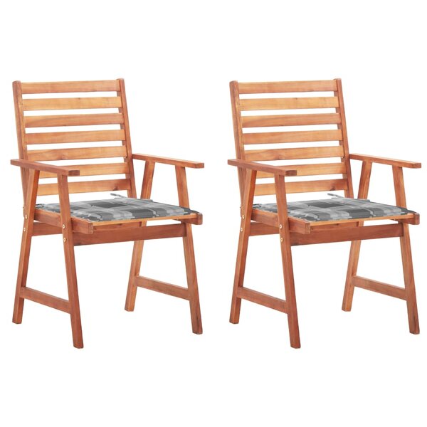 vidaXL Chaises à dîner d'extérieur 2 Pièces avec coussins Acacia massif