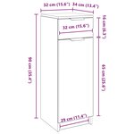 vidaXL Cabinet de salle de bain avec tiroir Chêne noir 32 x 34 x 90 cm