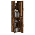 vidaXL Buffet haut Chêne fumé 34 5x34x180 cm Bois d'ingénierie