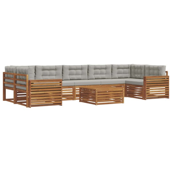 vidaXL Ensemble de canapés d'extérieur 8 Pièces Gris Naturel et Clair