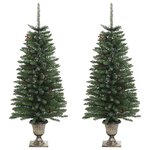 vidaXL Arbres de Noël artificiels 2 Pièces et couronne guirlande et LED