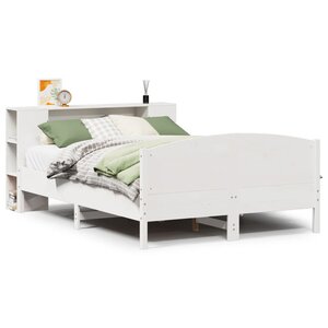 vidaXL Lit bibliothèque sans matelas blanc 140x190 cm bois pin massif