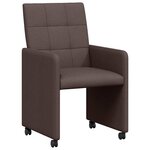 vidaXL Chaises de Salle à Manger avec Roues 2 Pièces Marron foncé tissu