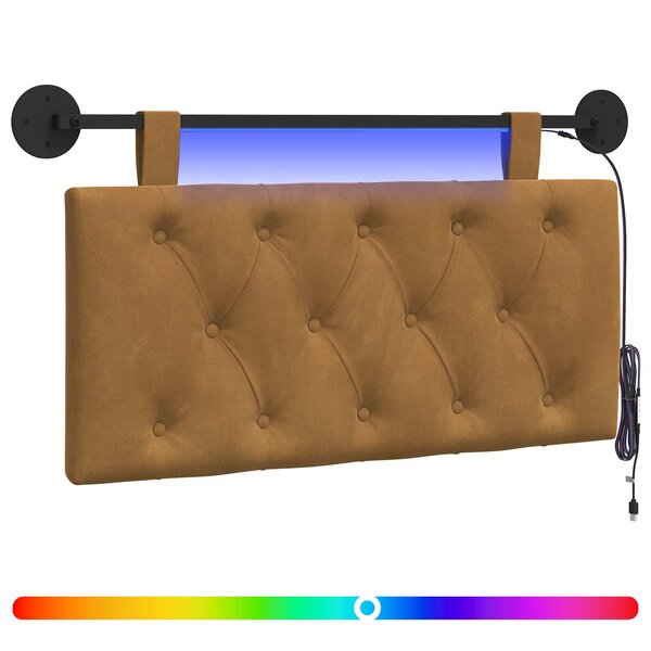 vidaXL Tête de lit suspendue Marron Velours