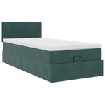 vidaXL Cadre de lit ottoman avec matelas vert foncé 100x200 cm velours