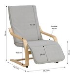 Fauteuil relax avec repose-pieds velours côtelé gris