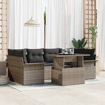 vidaXL Ensemble de canapé de jardin avec coussin 7 Pièces Gris Poly rotin