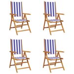 vidaXL Chaises inclinables de jardin lot de 4 tissu et bois massif
