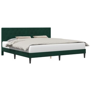 vidaXL Cadre de lit avec tête de lit Vert foncé 180 x 200 cm Velours