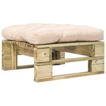 vidaXL Repose-pied palette de jardin avec coussin sable vert bois