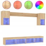 vidaXL Unités murales TV avec LED 6 Pièces chêne sonoma bois d'ingénierie